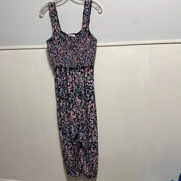 Seraphine Smocked Floral Jumpsuit Multicolor Floral Accents size 10 - Picture 3 of 10